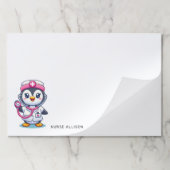 キュートペンギンナースピンクステソスコープカスタム ペーパーパッド (折り畳み)