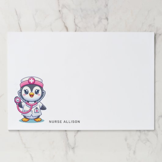 キュートペンギンナースピンクステソスコープカスタム ペーパーパッド (正面)