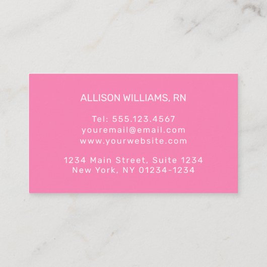 キュートペンギンナースピンクステソスコープストライプ 名刺 (裏面)