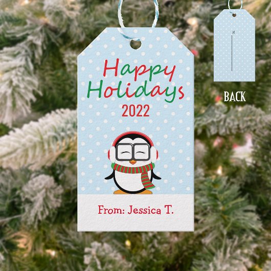 キュートペンギンハッピーホリデーズギフトラベル ギフトタグ