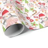 キュートペンギンバレリーナクリスマスパーソナライズされた ラッピングペーパー (ロールコーナー)