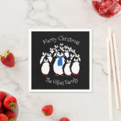 キュートペンギンパーソナライズされたクリスマスナプキン スタンダードカクテルナプキン (インサイチュ)