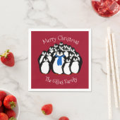 キュートペンギンパーソナライズされたクリスマスナプキン スタンダードカクテルナプキン (インサイチュ)