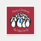 キュートペンギンパーソナライズされたクリスマスナプキン スタンダードカクテルナプキン (正面)