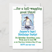 キュートペンギンパーソナライズされたパーティー マグネット招待状 (正面)