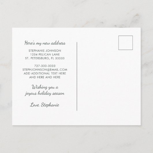 キュートペンギンビーチシーンパームツリーホリデームービング 案内ポストカード (裏面)