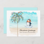 キュートペンギンビーチシーンファミリーホリデームービング 案内状 (正面/裏面)