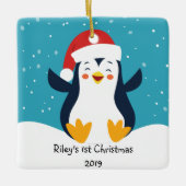 キュートペンギンベビー第1回クリスマスオーナメント セラミックオーナメント (正面)