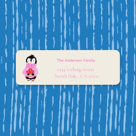 キュートペンギンポインセティアス差出人住所ラベル ラベル