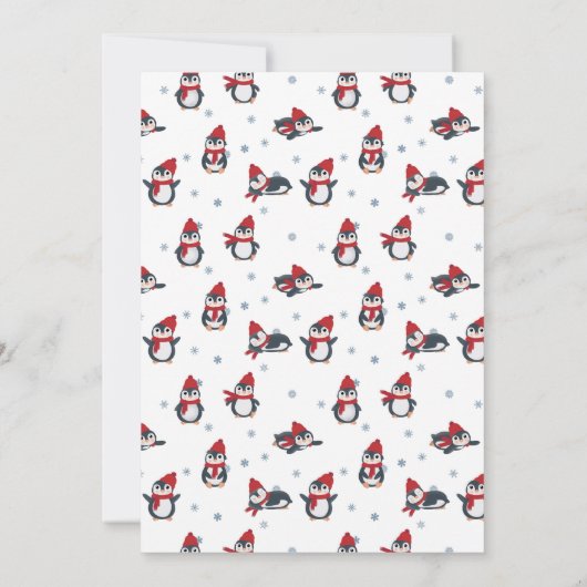 キュートペンギン冬の鳥の北極動物誕生日 招待状 (裏面)