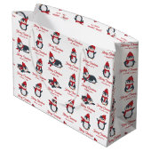キュートペンギン冬メリークリスマス名前をカスタムする ラージペーパーバッグ (裏面アングル)