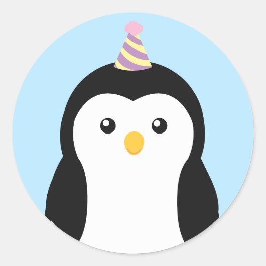 キュートペンギン子供の誕生日 ラウンドシール (正面)