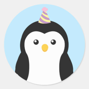 キュートペンギン子供の誕生日 ラウンドシール