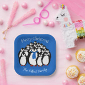 キュートペンギン家族クリスマスブルーパーティープレート ペーパープレート (パーティー)