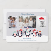 キュートペンギン家族写真テンプレートクリスマス シーズンカード (正面)