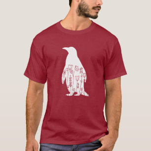キュートペンギン愛動物花フローラ Tシャツ