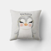 キュートペンギン水彩名タイポグラフィ クッション (裏面)