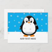 キュートペンギン漫画の雪のフレークカスタム ポストカード (正面/裏面)