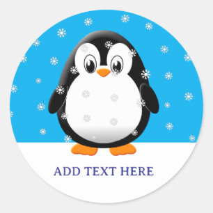 キュートペンギン漫画の雪のフレークカスタム ラウンドシール