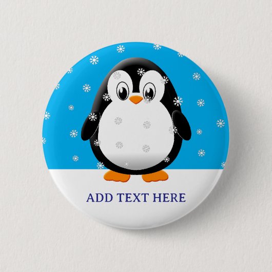 キュートペンギン漫画の雪のフレークカスタム 缶バッジ (正面)