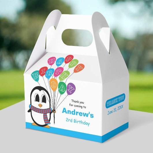 キュートペンギン誕生日ゲーブルボックス フェイバーボックス