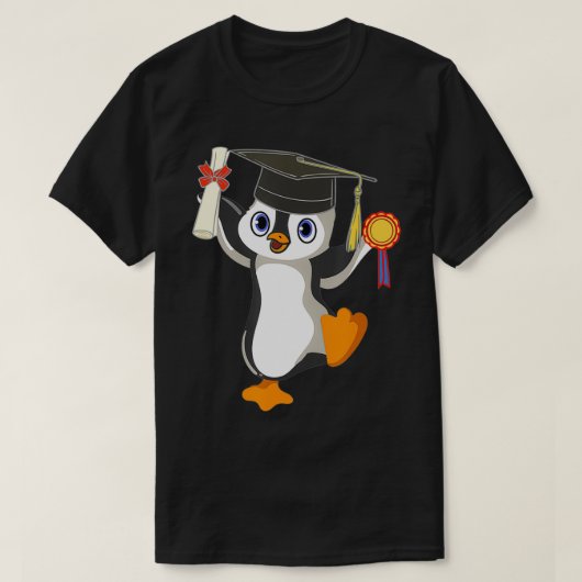 キュートペンギン踊り卒業式キャップ証明書フー Tシャツ (デザイン正面)