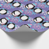 キュートペンギン雪お洒落片 ラッピングペーパー (角)