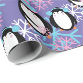 キュートペンギン雪お洒落片 ラッピングペーパー (ロールコーナー)