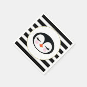 キュートペンギン顔白黒ストライプのパーティー スタンダードカクテルナプキン (角)