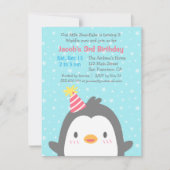 キュートペンギン12月バースデーパーティ招待状 招待状 (正面)