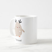 キュートペンギン〔雄ジカの〕枝角パーソナライズされたホリデイ コーヒーマグカップ (正面左)