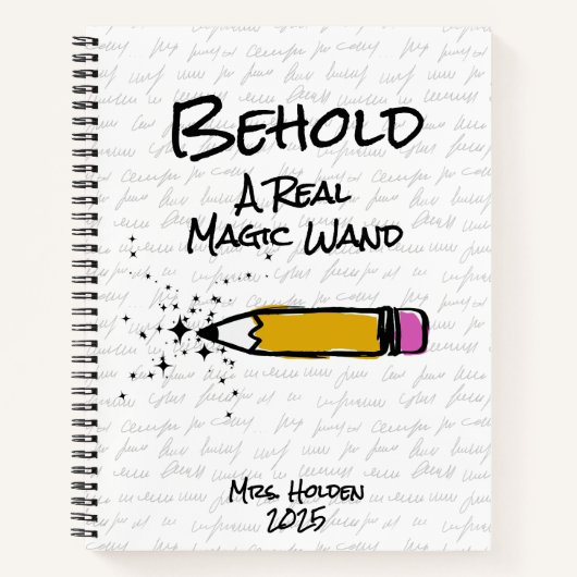 キュートペンシル魔法ワンドスパークル名前をカスタムする先生 ノートブック (正面)