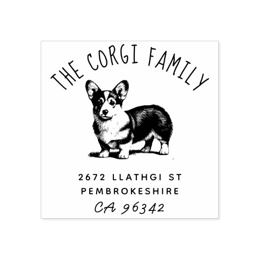 キュートペンブロークコルギファミリーネーム差出人住所 ラバースタンプ (インプリント)