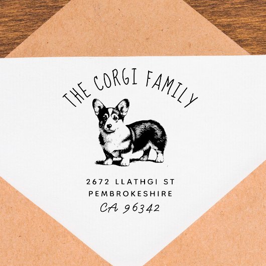 キュートペンブロークコルギファミリーネーム差出人住所 ラバースタンプ