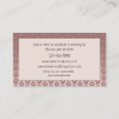 キュートペープリントペットシッタードッグウォーカーバラ金ゴールド 名刺 (裏面)