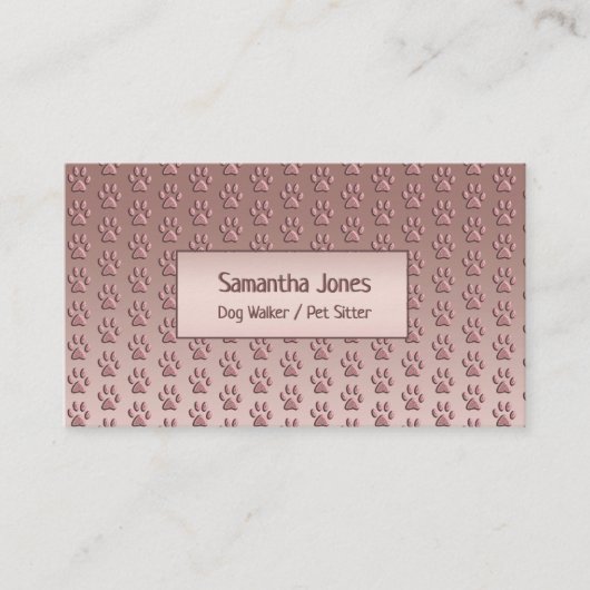 キュートペープリントペットシッタードッグウォーカーバラ金ゴールド 名刺 (正面)