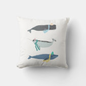 キュートホエールウィンターホリデークリスマスイラストレーション クッション (正面)