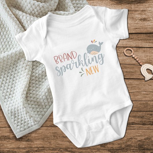 キュートホエールブランドきらめくニューブルー男の赤ちゃん ベビーボディスーツ