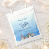 キュートホエールブルーシーコーラルリーフ誕生日サンキューホエールブルー フェイバーバッグ (クリップ留めされた状態)