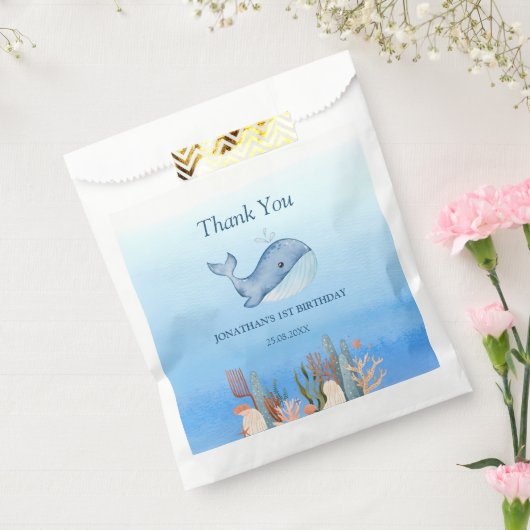 キュートホエールブルーシーコーラルリーフ誕生日サンキューホエールブルー フェイバーバッグ (封をした状態)