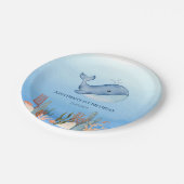 キュートホエールブルーシーコーラルリーフ誕生日 ペーパープレート (アングル)