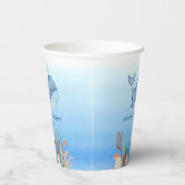 キュートホエールブルーシーコーラルリーフ誕生日 紙コップ (右)