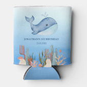 キュートホエールブルーシーコーラルリーフ誕生日 缶クーラー (正面)