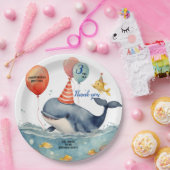 キュートホエールボーイズパーソナライズされた誕生日ありがとう ペーパープレート (パーティー)