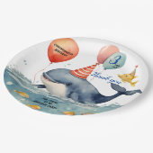 キュートホエールボーイズパーソナライズされた誕生日ありがとう ペーパープレート (アングル)