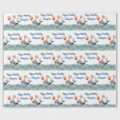 キュートホエールボーイズパーソナライズされた誕生日 ラッピングペーパー (フラット)