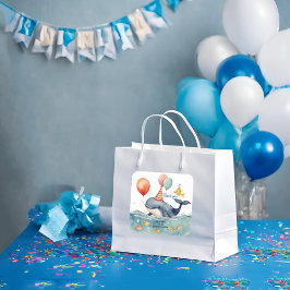 キュートホエールボーイズ誕生日サンキュー スクエアシール