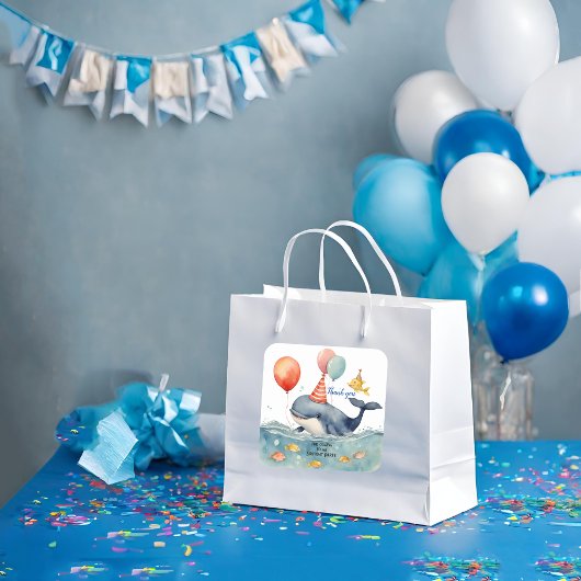 キュートホエールボーイズ誕生日サンキュー スクエアシール