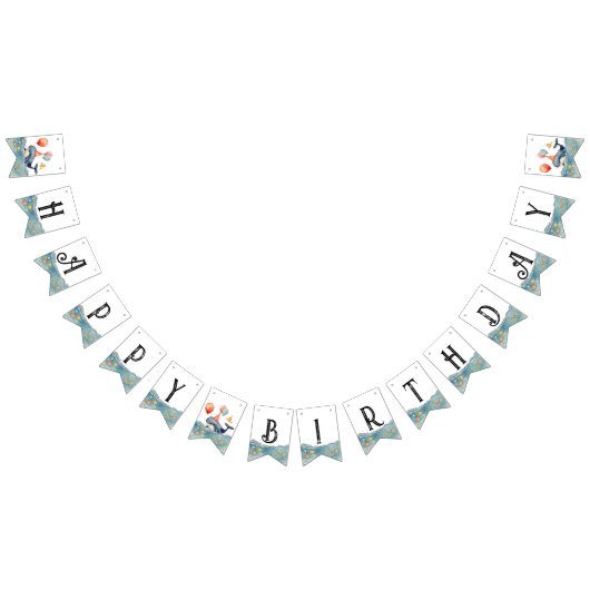 キュートホエールボーイズ誕生日 バンティングフラッグ (全)