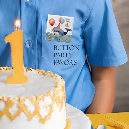 キュートホエールボーイパーソナライズされたズ誕生日 缶バッジ